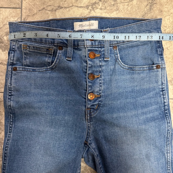 Madewell 10” High-Rise Skinny Jeans Dewitt Wash Button Fly Raw Hem size 27 - Picture 10 of 12